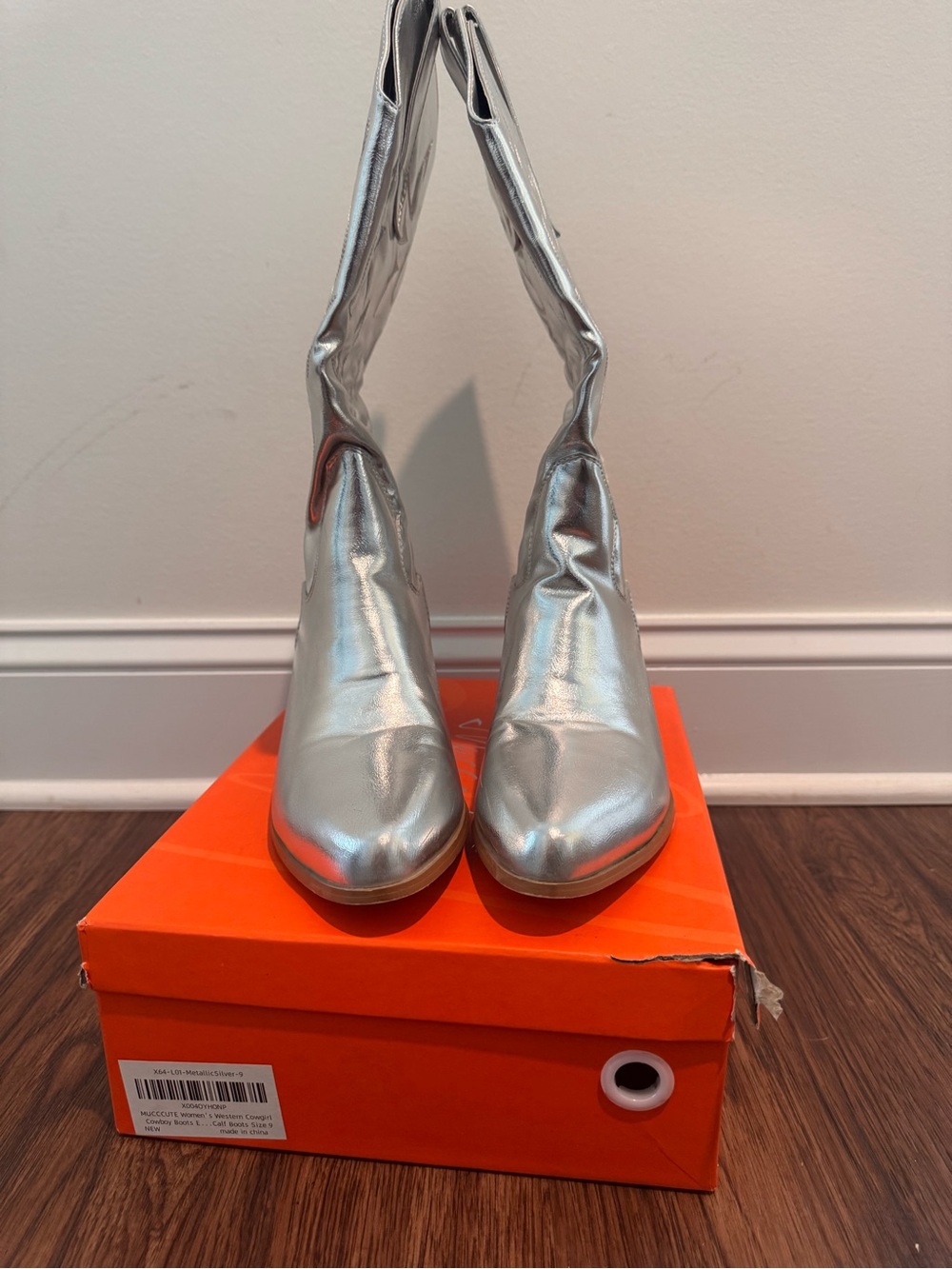 Metallic Silver Women's Ankle Boots